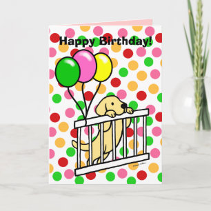 Cartão de Aniversário do Puppy Labrador Amarelo