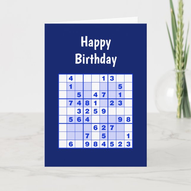 Cartão de Aniversário do Quebra-cabeça Sudoku (Frente)