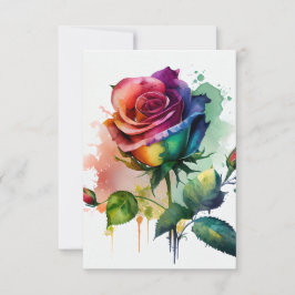 Cartão de Aniversário do Rainbow Watercolor Rosa