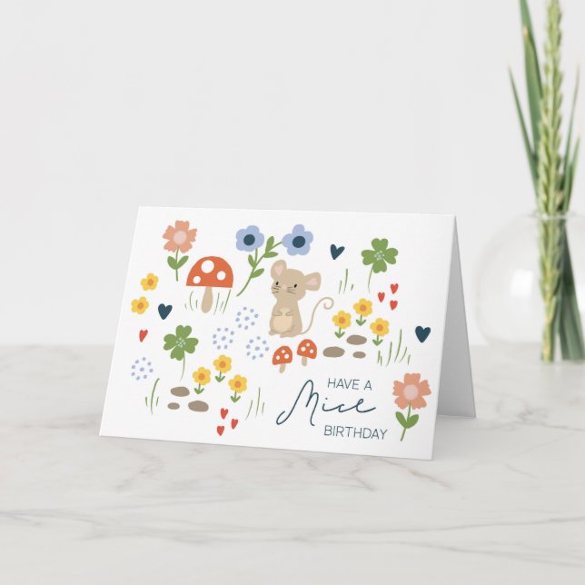 Cartão de Aniversário do Rato para Crianças Primei (Frente)
