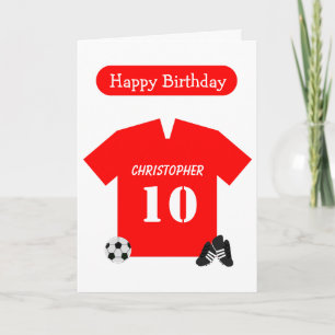Cartão de aniversário do Red Football Shirt Person