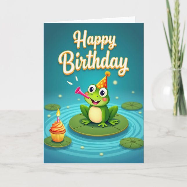 Cartão de Aniversário do Sapo Alegre (Frente)