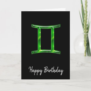 Cartão de Aniversário do Signo de Gêmeos Verde