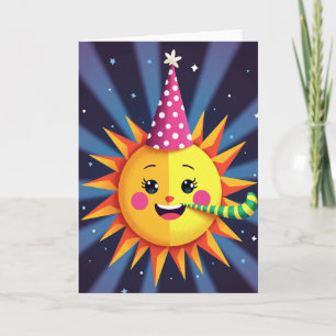 Cartão de Aniversário do Sol Festivo