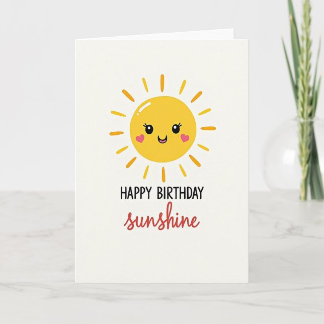 Cartão de Aniversário do Sol Sorridente Alegre (Frente)