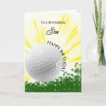 Cartão de Aniversário do Son Golfer<br><div class="desc">Dê ao seu filho amante de golfe um cartão de golfe com um tema de golfe explosivo! Uma bola de golfe com as palavras "Para um filho maravilhoso".</div>