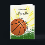 Cartão de Aniversário do Step Son Basball<br><div class="desc">Dê ao seu filho da mãe um cartão de beisebol e taco com um tema explosivo de basquete! Uma bola de basquete com as palavras "Para um filho maravilhoso".</div>