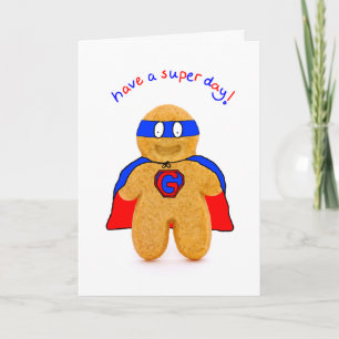 cartão de aniversário do super-herói homem de bisc