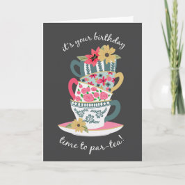 Cartão de Aniversário do Tea Time