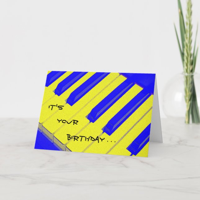 Cartão de aniversário do teclado azul Jazzy (Frente)