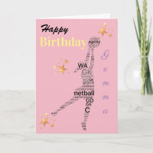 Cartão de Aniversário do Tema Netball Personalizad