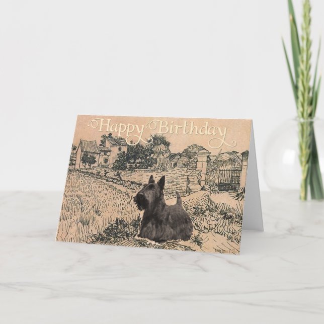 Cartão de Aniversário do Terrier Escocês (Frente)