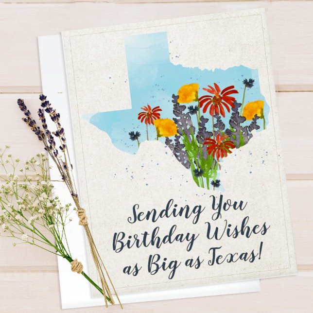 Cartão de Aniversário do Texas Wildflower (Texas Wildflowers Birthday Card)