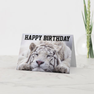 CARTÃO DE ANIVERSÁRIO DO TIGRE BRANCO DORMINDO, CO