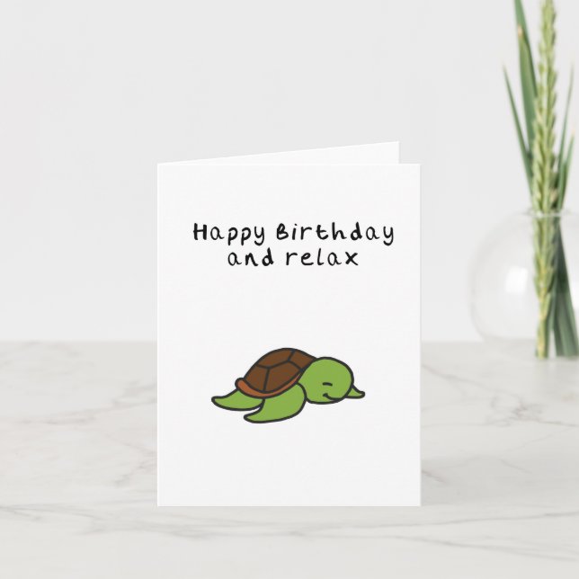 Cartão de aniversário do Turtle Relax (Frente)