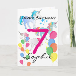 Cartão De Aniversário Do Unicórnio Para Garota De