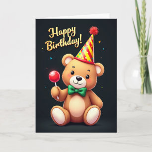 Cartão de aniversário do ursinho de pelúcia capric