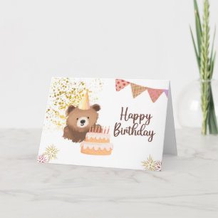 Cartão de aniversário do ursinho Teddy fofo