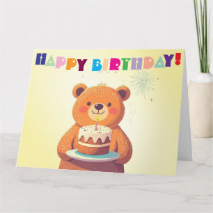Cartão de Aniversário do Urso de Cartoon Doce