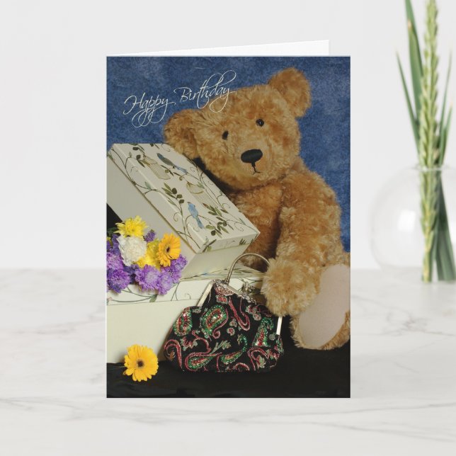 Cartão de aniversário do urso de ursinho (Frente)