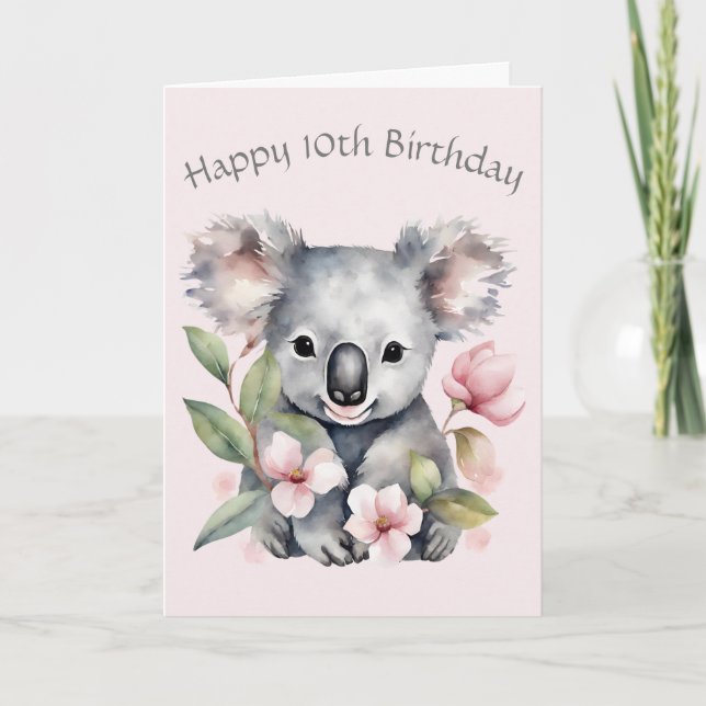 Cartão de Aniversário do Urso Koala Personalizado (Frente)
