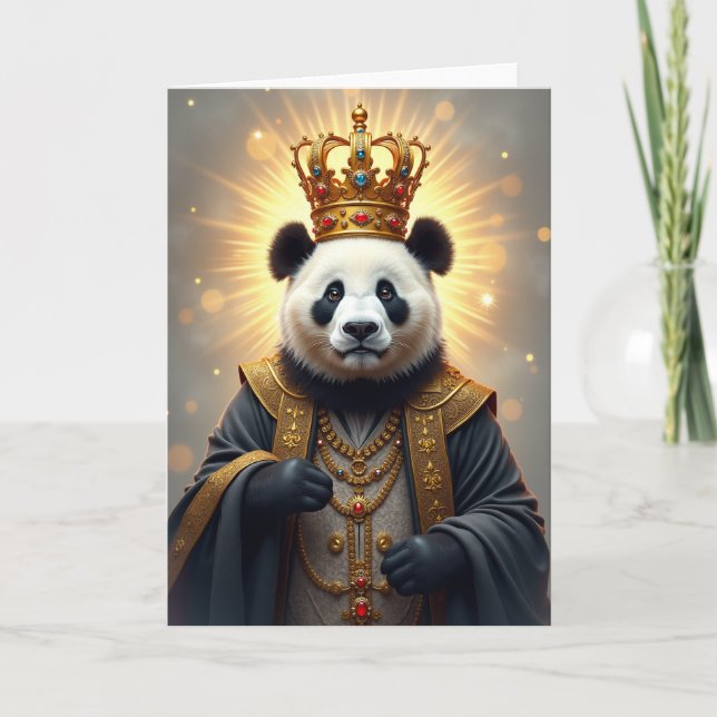Cartão de Aniversário do Urso Majestoso Coroado (Frente)