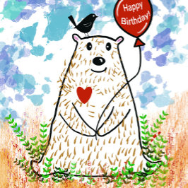 Cartão de aniversário do urso para download