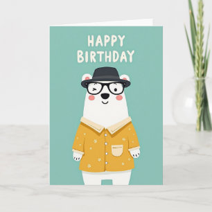 Cartão de Aniversário do Urso Piscando