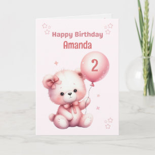 Cartão de Aniversário do Urso Rosa Personalizado