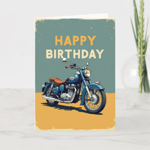 Cartão de Aniversário do Veículo Azul Retro