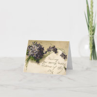 Cartão de Aniversário do Vintage Lilac e do Buquê 