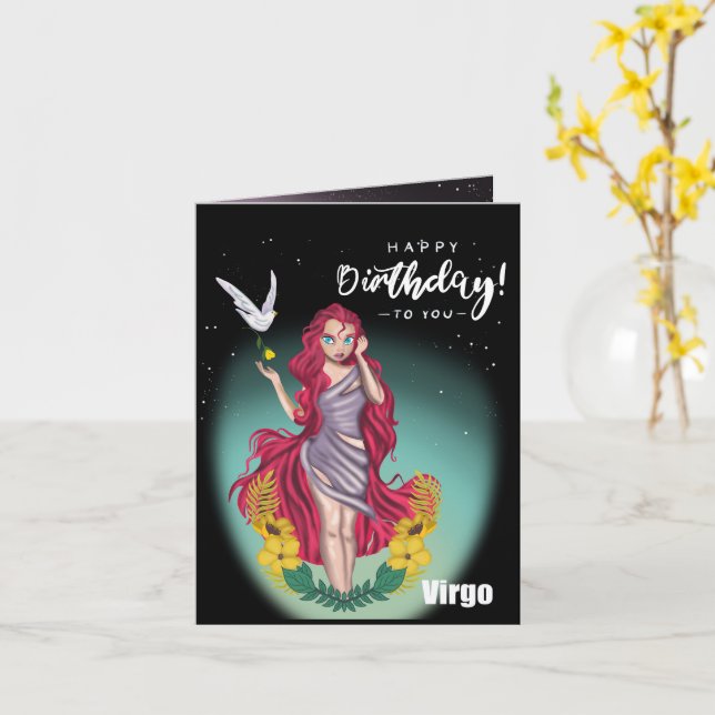 Cartão de Aniversário do Virgo Horoscope (Flor Amarela)
