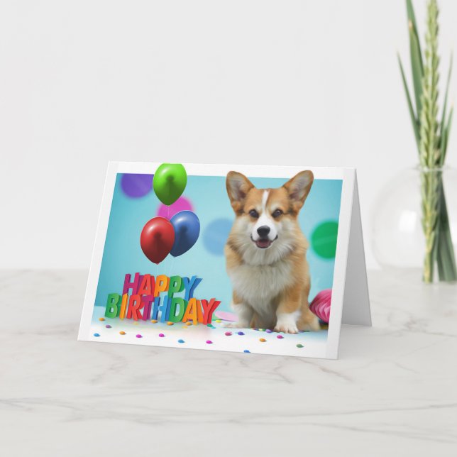 Cartão de Aniversário do Welsh Corgi (Frente)