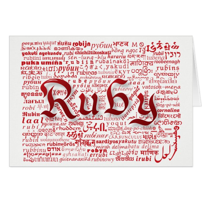 Cartão de Aniversário do World Word Ruby (Frente horizontal)