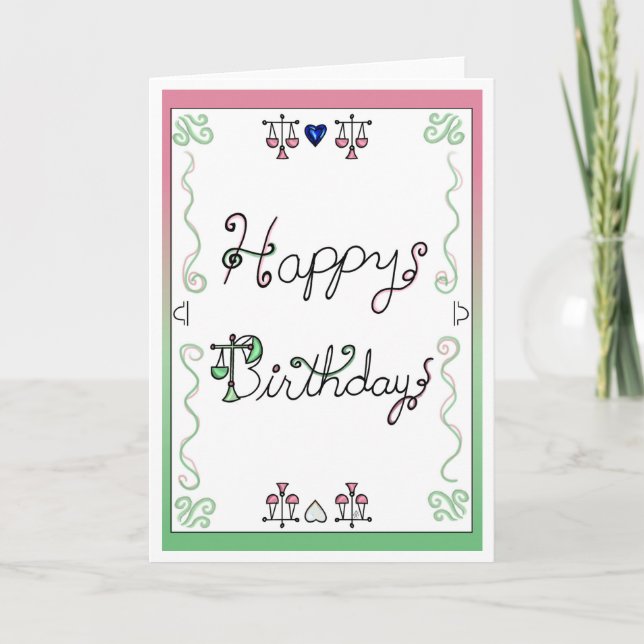 Cartão de Aniversário do Zodíaco Libra (Frente)