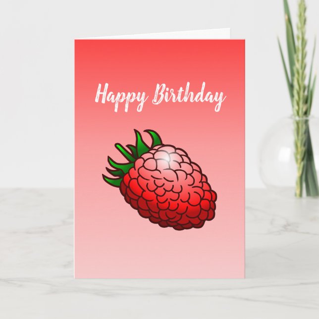 Cartão de Aniversário Doblado de Framboesa (Frente)