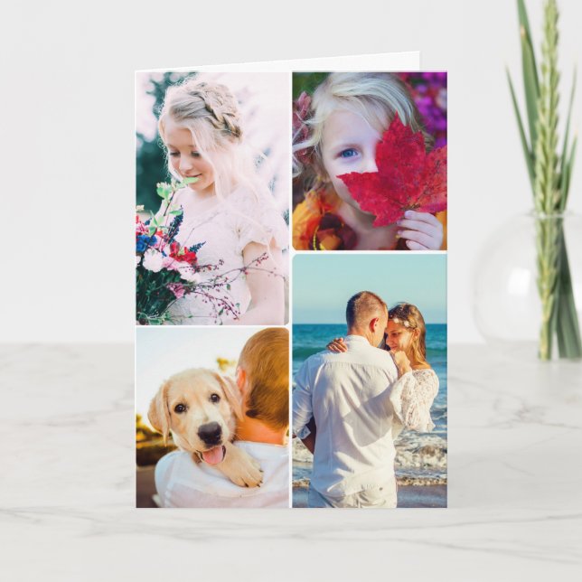 Cartão de aniversário dobrado 4 fotos (Frente)