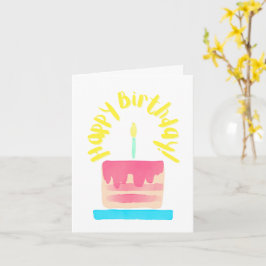 Cartão de aniversário dobrado com bolo estilizado