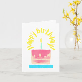 Cartão de aniversário dobrado com bolo estilizado