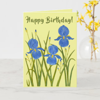 Cartão de Aniversário Dobrado de Flores de Íris