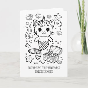 cartão de aniversário dobrado para colorir DIY mer