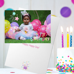 Cartão de Aniversário Dobrado Por Foto De Meninas