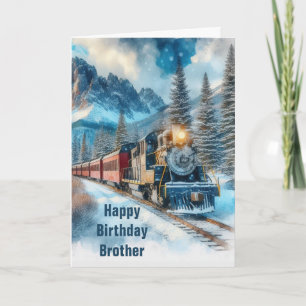 Cartão de aniversário dobrado Trem Vintage