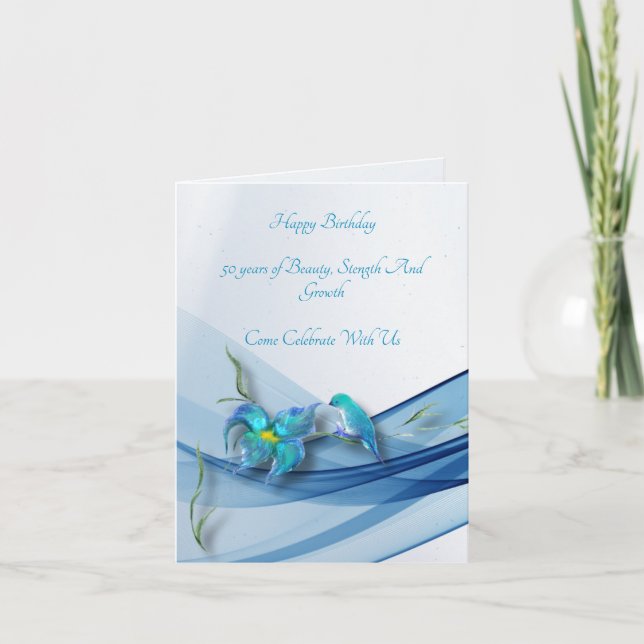 Cartão de aniversário dobrável com beija-flor e on (Frente)