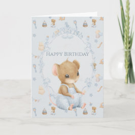 Cartão de aniversário dobrável do doce ratinho