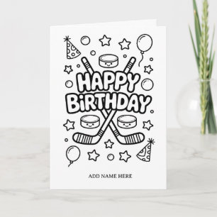 cartão de aniversário dobrável para colorir de hóq