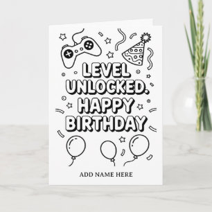 cartão de aniversário dobrável para colorir DIY
