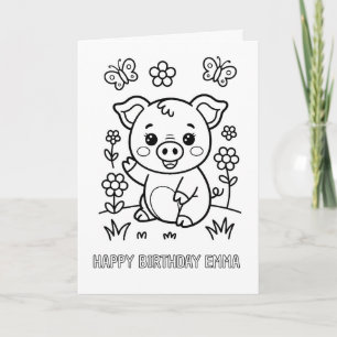 cartão de aniversário dobrável para colorir DIY po