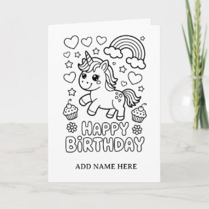 cartão de aniversário dobrável para colorir DIY un