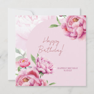 Cartão de aniversário dobrável Pink Peony